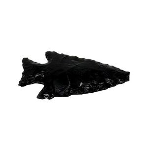 Black Obsidian Arrowhead Hand Knapped Volcanic Glass Side Notched 1" Indigenous